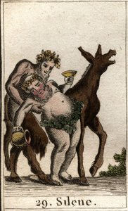 Representation of Silene, companion of Bacchus, drunk, supported by a satyre. (The friend of Bacchus Silenus, drunk, supported by a Young Satyr). From “Mythology of Youth” by Pierre Blanchard 1803. 作者 法语学校