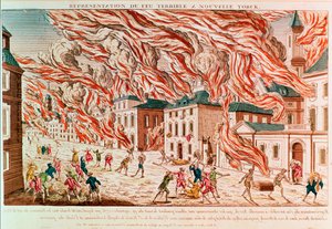 1776 年纽约大火的表现形式（彩色雕刻） 作者 法语学校