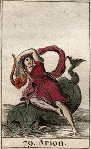代表希腊传奇诗人 Arion de Methymne，用他的 cithare 来迷惑海豚（Arion 的代表，希腊诗人通过演奏 kithara 来迷惑海豚）。 出自 Pierre Blanchard 1803 年的《青春神话》。 作者 法语学校