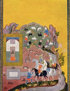 骑士和他的后宫，1895年的阿拉伯之夜的插图（彩色雕刻） 作者 法语学校