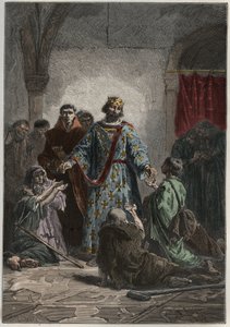 虔诚的罗伯特二世（972-1031），996-1031年的法国卡佩特国王，对弱者和穷人有一种仁慈的感情--雕刻自 "L