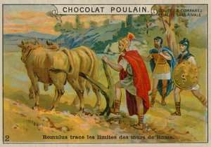 罗穆卢斯设定了罗马的界限，Chocolat Poulain的贸易卡