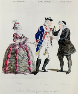 Rosine，伯爵Almaviva和博士，皮埃尔·奥古斯丁·卡隆·德贝马查斯（1732-99）的塞维利亚理发师第二幕第13幕 作者 法语学校