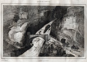Route du Simplon - 雕刻自M. de Norvins, Ch. Nodier 1834-1836的 "意大利风景画"。 作者 法语学校