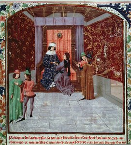 Roy 15 E IV f.14 爱德华四世从作者手中接过书，选自《Anciennes Chroniques d