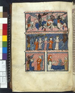 皇家 19 C.1，f.204v 恶魔的诱惑，"Le Breviari d