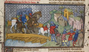 皇家 20 C. VII，f.136v 塞纳河航道，"Chroniques de France ou de St.Denis"（牛皮纸）插图 作者 法语学校