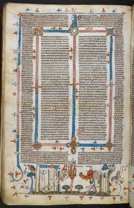 皇家 MS 10 E IV，f.209v，《画家与魔鬼》，出自格雷戈里九世法令，带有帕尔马伯纳德（“史密斯菲尔德法令”）的光泽，c.1300-40（牛皮纸） 作者 法语学校