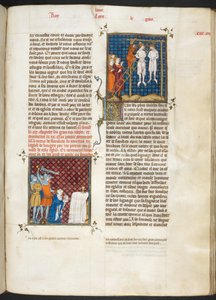 Royal MS 16 G. VI，f.306r，谋杀查尔斯，弗兰德斯伯爵被绞死（路易六世，第 20 册），来自法国大纪元 作者 法语学校