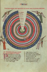 Royal Ms 19 C I fol.50 宇宙图，14 世纪早期（牛皮纸） 作者 法语学校