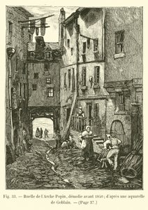 Arch Popin的车道，在1840年之前被拆除; dapres是Goblain的水彩画 作者 法语学校