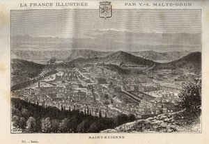 圣埃蒂安（Saint Etienne）--V.-A.的《法国图解：地理、历史、统计管理》中的雕刻。Malt-Brown.1884 作者 法语学校