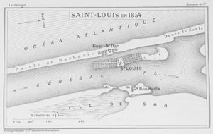 1854年的圣路易，插图来自“塞内加尔...”，路易·莱昂·法伊德贝（Louis Leon Faidherbe），1854年 作者 法语学校