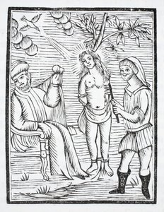 由于拒绝否认她的信仰，Saint Reine受到折磨，她的皮肤被铁梳子撕裂，在Olibre的指令下 作者 法语学校