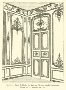 Mayenne酒店的沙龙，自Ormesson酒店以来，由G Boffrand于1709年装饰 作者 法语学校