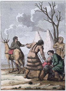 Samoyede婚姻，1811年（彩色雕刻） 作者 法语学校