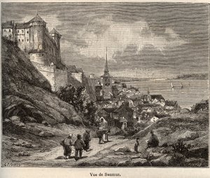 Saumur department of Maine-et-Loire, in the region Pays de la Loire - engraving in “France illustree: geography, history, statistical administration” by V.-A. Malt-Brown. 1884 作者 法语学校