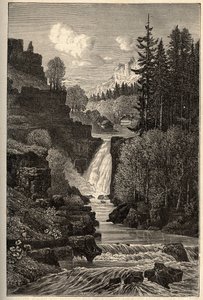 Saut du Doubs (chute cascade) Franche-Comte - "PATRIE "中的雕刻 - LUCIEN HUARD的DESCRIPTION PECTURESSE DE LA FRANCE EN 6 VOLUES - 19世纪末 作者 法语学校