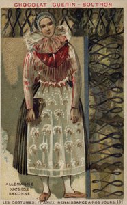 撒克逊女人服装，德国，19世纪 作者 法语学校