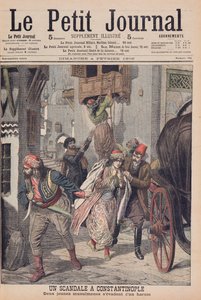 君士坦丁堡的丑闻，两名年轻的穆斯林女士逃离后宫，来自&39;Le Petit Journal&39;的插图，1906年2月4日 作者 法语学校