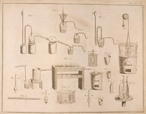 科学装备，来自化学元素的Antoine Laurent de Lavoisier（1743-94），由D.Lizars雕刻，1796年 作者 法语学校