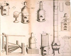 科学装备，来自化学元素的Antoine Laurent de Lavoisier（1743-94），由D.Lizars雕刻，1796年 作者 法语学校