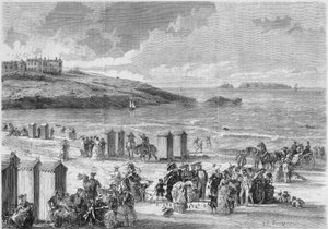 海水浴：迪纳尔(Dinard)海滩上的最后一个浴客，Ile et Vilaine(35)。 作者 法语学校