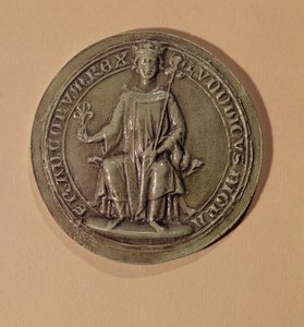路易九世的封印（1214-70）拿着一个权杖和一个fleur de lys，c.1252 作者 法语学校