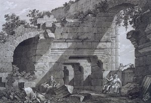 Nimes圆形剧场的第二层画廊，来自AntiquitésdeFrance：第一卷，尼姆纪念碑 作者 法语学校