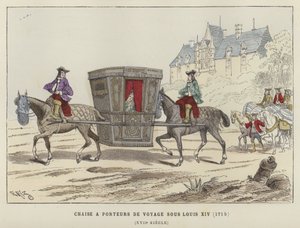 1715年法国路易十四统治时期的马背上的轿车椅子 作者 法语学校