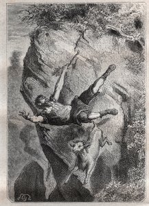 塞尔柯克与他的猎物一起上下翻滚；亚历山大-塞尔柯克（Alexander Selcraig）（1676-1721）的冒险经历，他是一名被遗弃在太平洋的胡安-费尔南德斯岛四年的苏格兰水手，他的冒险经历激发了丹尼尔-笛福的小说《罗布》。 作者 French School