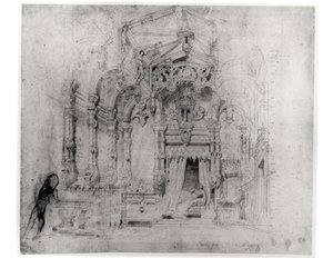 设计首次制作Angelo，tyran de Padoue由Victor Hugo（1802-85），1835年（纸笔墨水） 作者 法语学校
