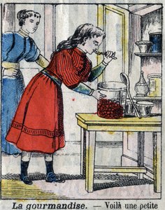 七杀捕鱼：Gourmandise。19世纪末，埃皮纳成像。(I sette peccati o vizi capitali) 作者 法语学校