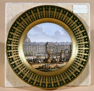 Sevres盘子描绘了弗雷德里克二世（1712-86）伟大的剑在荣军院（瓷器）的到来
