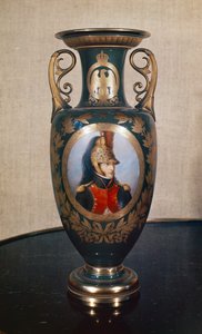 描绘路易-波拿巴（1778-1846）的塞夫勒花瓶（瓷器）。 作者 法语学校