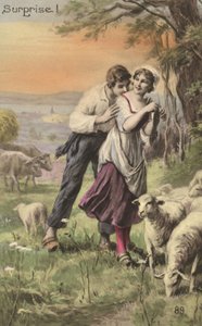 Shepherd and Shepherdess (colour litho) 作者 法语学校