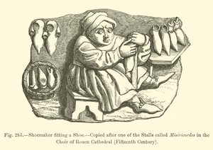 Shoemaker fitting a Shoe (engraving) 作者 法语学校