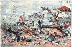 1809年2月拿破仑军队对西班牙萨拉戈萨（Zaragoza）的围攻和占领。19世纪的雕版画。 作者 法语学校