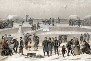 1870年战争期间对巴黎的围攻，1870-1871年。士兵们为城市的防御做准备：人们可以看到一个士兵在地堡里。 作者 法语学校