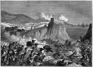 1806年5月和6月拿破仑战争期间对拉古萨（拉古萨共和国）的围攻（克罗地亚语的杜布罗夫尼克的拉古萨）（莫利托将军和劳里斯顿的达尔马提亚战役）--载于阿道夫-蒂埃的《领事馆历史之后的帝国历史》。 作者 法语学校