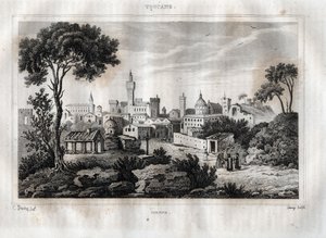 锡耶纳--锡耶纳--托斯卡纳--托斯卡纳--来自M. de Norvins, Ch. Nodier 1834-1836的 "意大利风景画 "的版画。 作者 法语学校