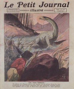 在巴塔哥尼亚瞄准蛇颈龙，报道Le Petit Journal的插图，1922年4月9日 作者 法语学校