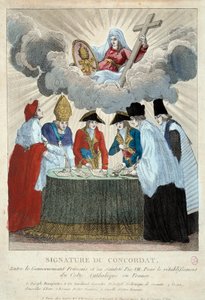 1801年7月15日签署的1801年协约：它是在法国政府（这里由约瑟夫-波拿巴代表）和圣西格（由康萨尔维红衣主教代表教皇庇护七世）之间签署的。1801年 巴黎，卡纳瓦莱博物馆 作者 法语学校