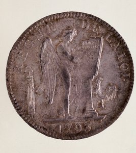 银色的法国ECU（Scude），法兰西共和国（1793-1804）。 作者 法语学校