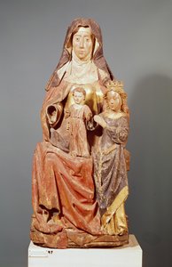 圣安妮，处女和儿童，15-16世纪（彩色木材） 作者 法语学校