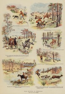Stag Hunting in Normandy (colour litho) 作者 法语学校