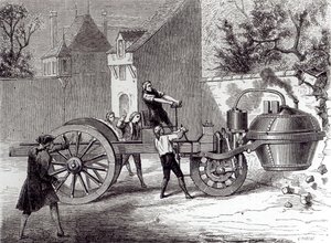 由Nicolas Joseph Cugnot（1725-1804）于1786年，1886年发明的蒸汽动力汽车 作者 法语学校