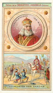Submission of the Saxons to Charlemagne, 785 (chromolitho) 作者 法语学校