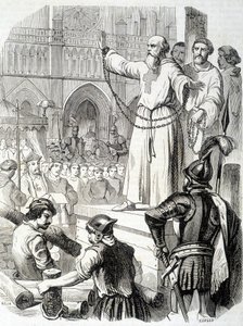 Supplice des Templars (1314)--载于L.-P.的 "Histoire de France"。Anquetil 作者 法语学校