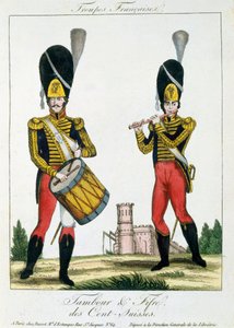 1790年瑞士卫队，Tambour和Fife球员 作者 法语学校